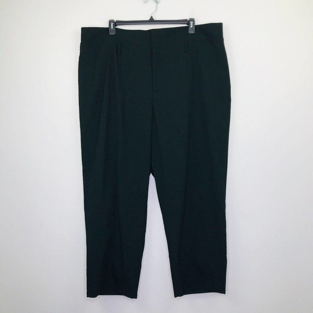 1 State Women's 24W Dress Pants Black Paperbag Solid Tailored Trouser Flaw BU6